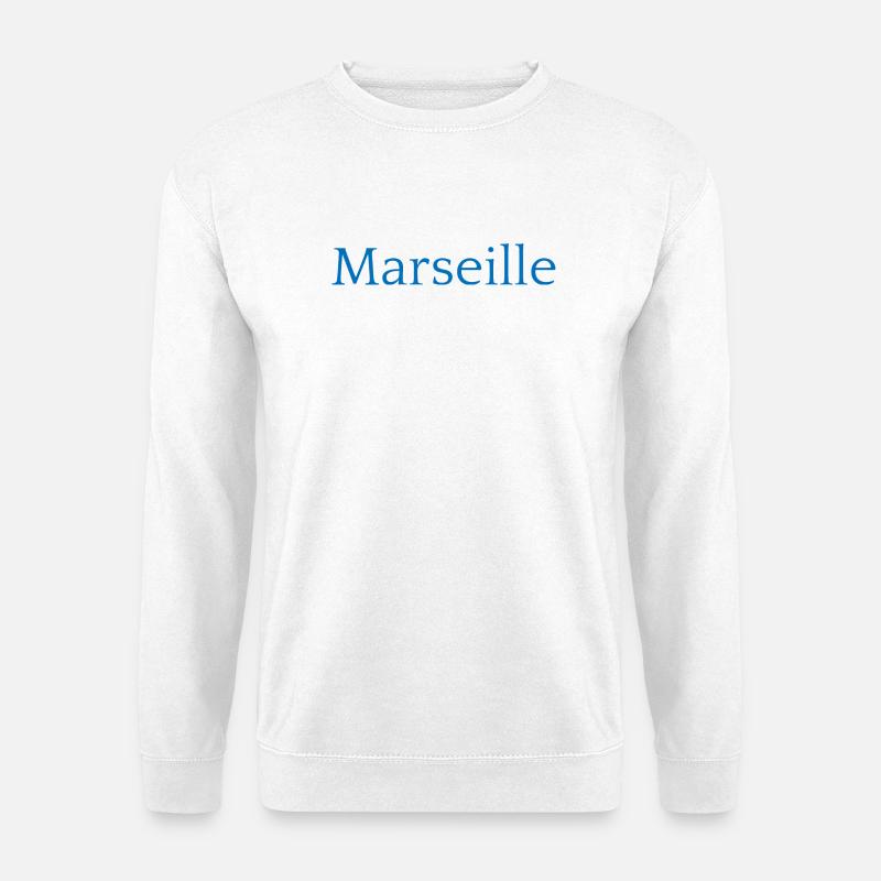 Marseille Frankreich Typografie Design - Unisex Pullover - Weiß