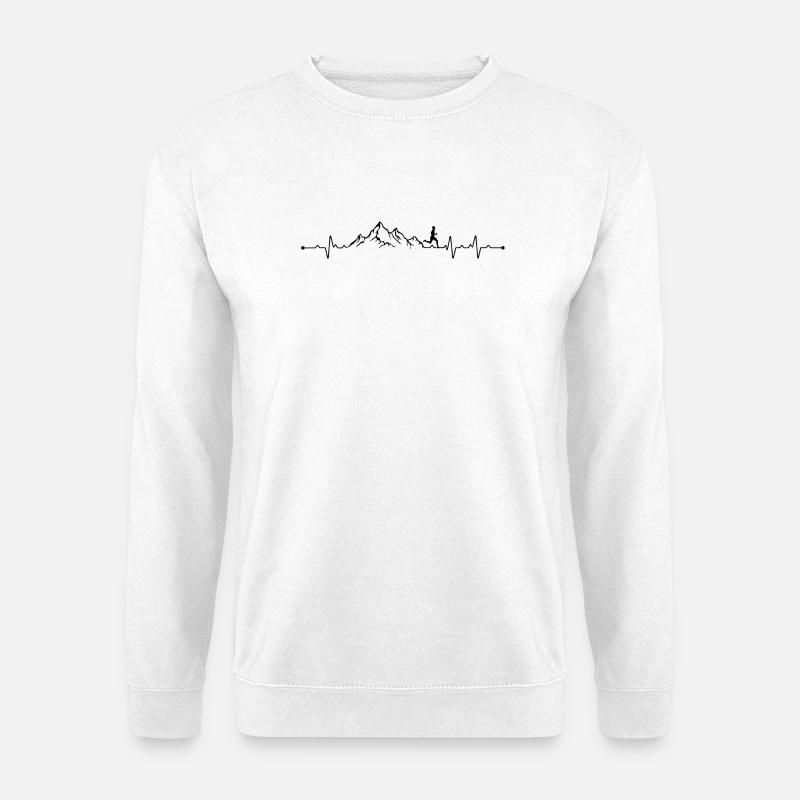 Herzschlag in den Bergen und Laufen - Unisex Pullover - Weiß