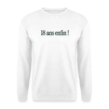 18. 18 JAHRE ALT. 18-JÄHRIGES JUBILÄUM. 18. GEBURTSTAG. - Unisex Pullover - Weiß - Vorne - Alina (178cm) & Michal (187cm)