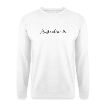 Australia Australien Schriftzug mit Herz - Unisex Pullover - Weiß - Vorne - Alina (178cm) & Michal (187cm)