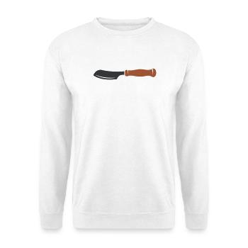 Teigmesser Baecker Grafik - Unisex Pullover - Weiß - Vorne - Alina (178cm) & Michal (187cm)