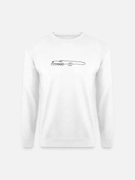 Crocodile Line Art – minimalistisches Tiermotiv - Unisex Pullover - Weiß