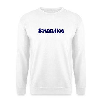 Brussels Retro Groovy Navy Blue - Unisex Pullover - Weiß - Vorne - Alina (178cm) & Michal (187cm)
