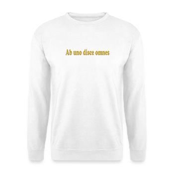 ab uno disce omnes Lateinisches Zitat Latein - Unisex Pullover - Weiß - Vorne - Alina (178cm) & Michal (187cm)