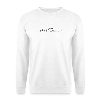 Heartbeat Heart - Unisex Pullover - Weiß - Vorne - Alina (178cm) & Michal (187cm)