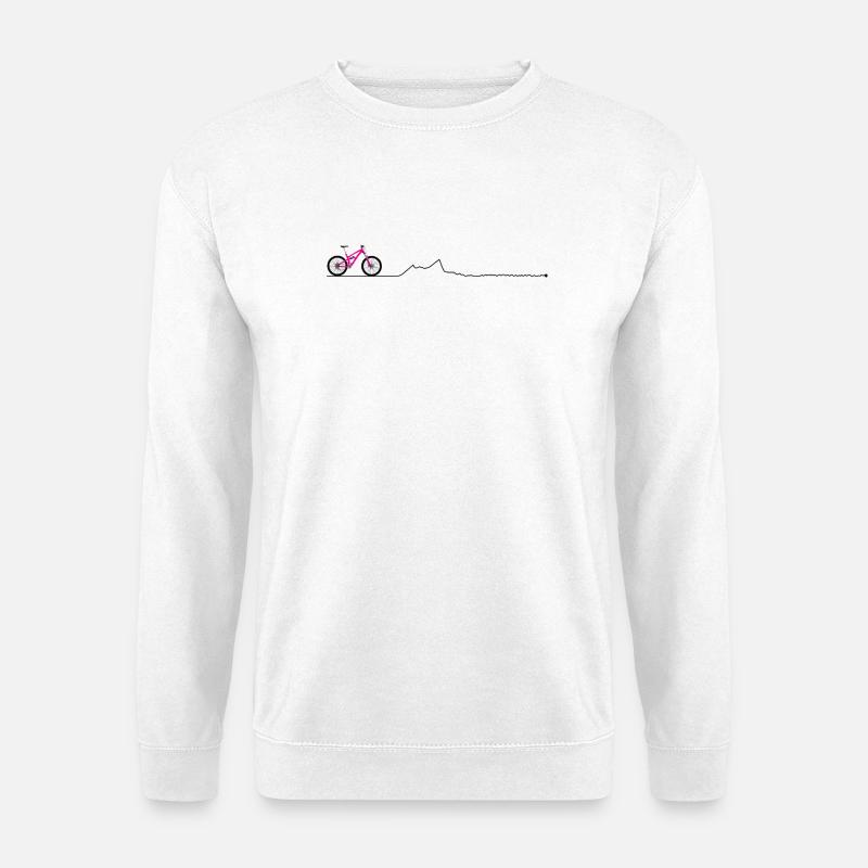 Neonpinke Mountainbike-Silhouette - Unisex Pullover - Weiß