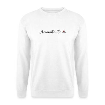 Buchhalter mit Herz - Unisex Pullover - Weiß - Vorne - Alina (178cm) & Michal (187cm)