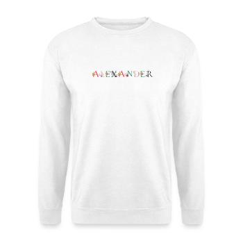 ALEXANDER Name Art With Flowers Embroidered - Unisex Sweatshirt - white - Front