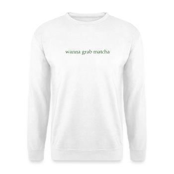 wanna grab matcha - Unisex Pullover - Weiß - Vorne - Alina (178cm) & Michal (187cm)