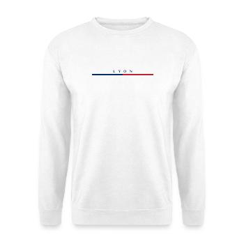 Lyon - Frankreich - France - Balken - Tricolore - Unisex Pullover - Weiß - Vorne - Alina (178cm) & Michal (187cm)