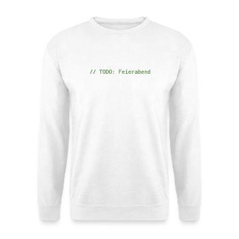 // TODO: Feierabend – Programmierer Shirt - Unisex Pullover - Weiß - Vorne - Alina (178cm) & Michal (187cm)