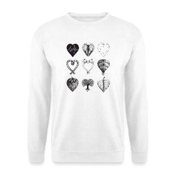 Heart shaped drawings (Black) - Unisex Sweatshirt - white - Front