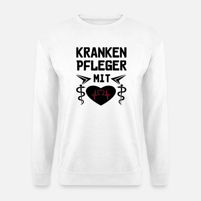 Krankenpfleger mit Herz Geschenk - Unisex Pullover - Weiß