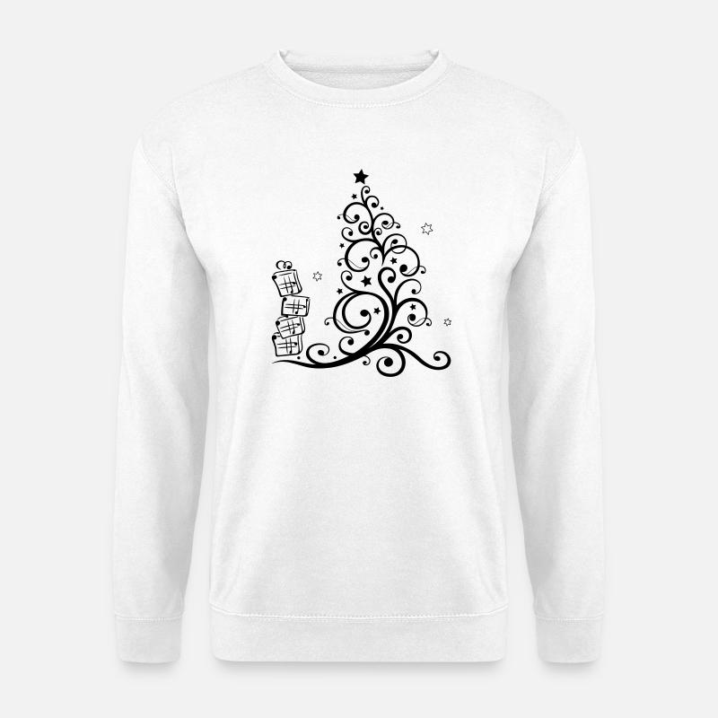 Weihnachtsbaum mit Geschenken und Sternen - Unisex Pullover - Weiß