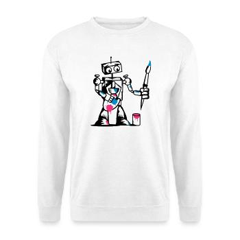 Roboter mit einem Pinsel - Unisex Pullover - Weiß - Vorne