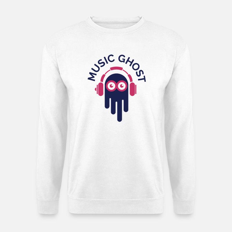 music ghost Symbol Musik Gespennst lustig süß - Unisex Pullover - Weiß