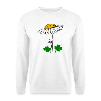 Lucky clover, chamomile blossom - Unisex Sweatshirt - white - Front