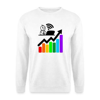 Colored chart happy young man on laptop - Unisex Sweatshirt - white - Front