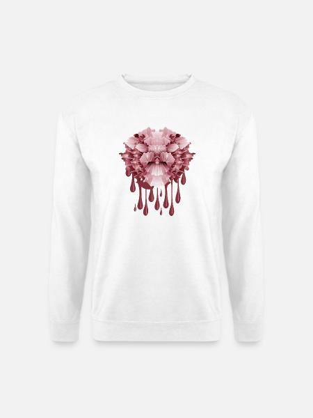 abstrakte rosafarbene Nelke mit Dripping Effect - Unisex Pullover - Weiß