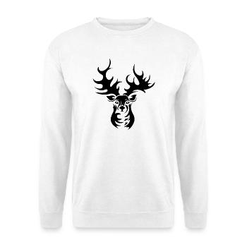 Rentier Elch Hirsch Geweih Illustration Symbol - Unisex Pullover - Weiß - Vorne