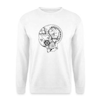 Floral ornamental mandala cat design - Unisex Sweatshirt - white - Front