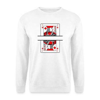 Spielkarte Diamanten Bauer mit Banner Platz - Unisex Pullover - Weiß - Vorne
