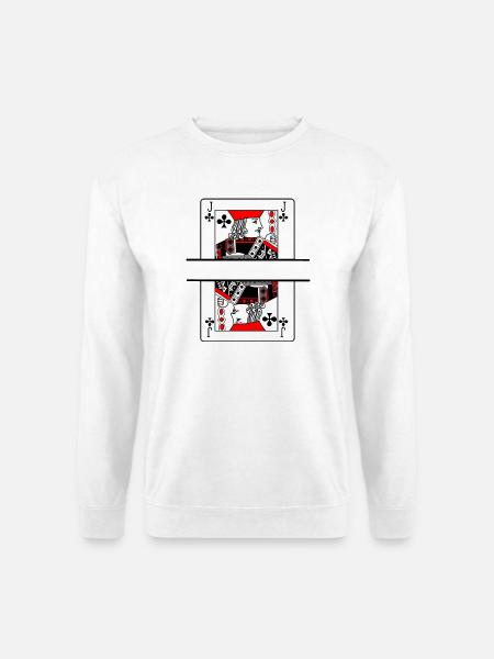 Playing card clover jack with banner space - Unisex Sweatshirt - white