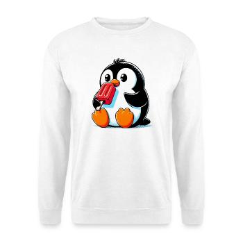 Penguin eats a popsicle - Unisex Sweatshirt - white - Front