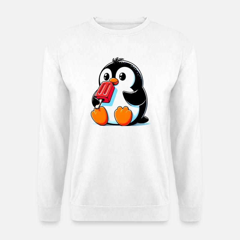 Penguin eats a popsicle - Unisex Sweatshirt - white