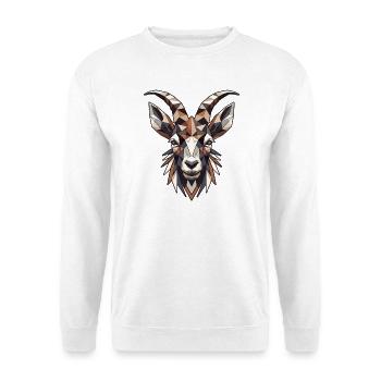 geometrischer Steinbock Kopf- Polygonen Motiv - Unisex Pullover - Weiß - Vorne