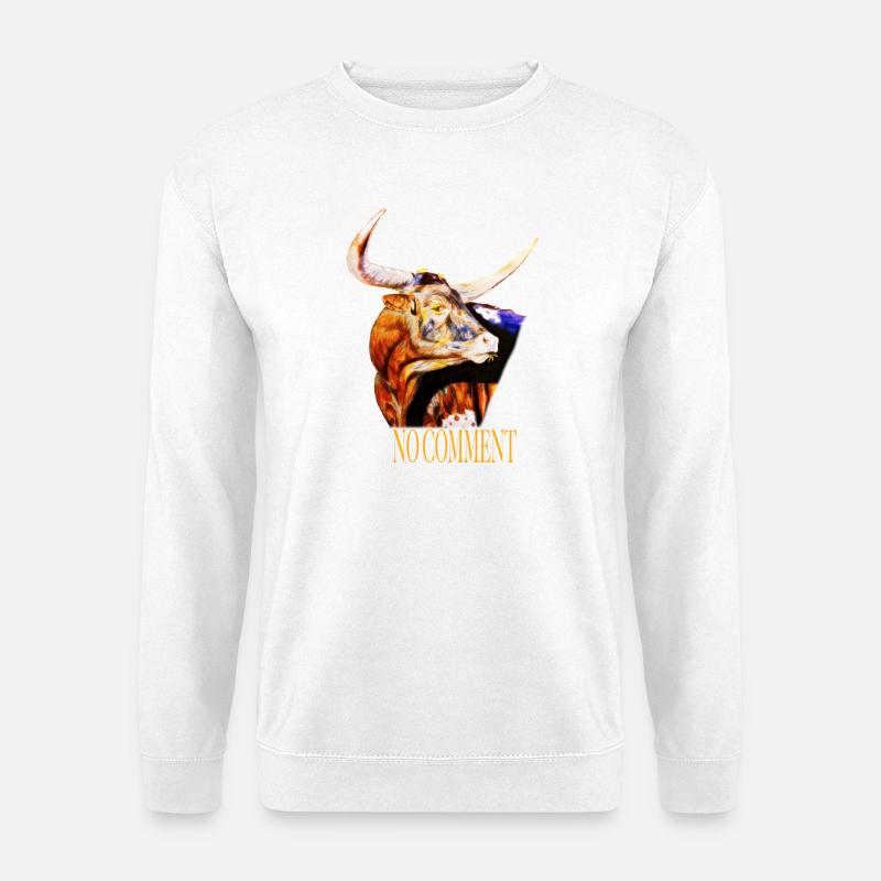 Wasserfarbener Stier – No Comment - Unisex Pullover - Weiß