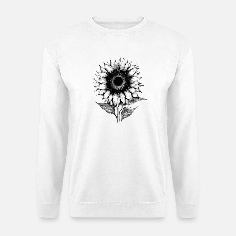Sonnenblume Lineart botanisch Hobbygärtner - Unisex Pullover - Weiß