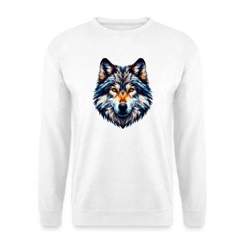 Polygonaler Wolf - Unisex Pullover - Weiß - Vorne