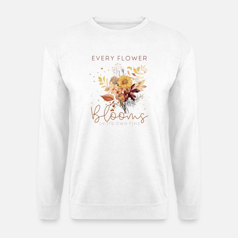 Aquarell Herbstblumen und Zitat - Unisex Pullover - Weiß