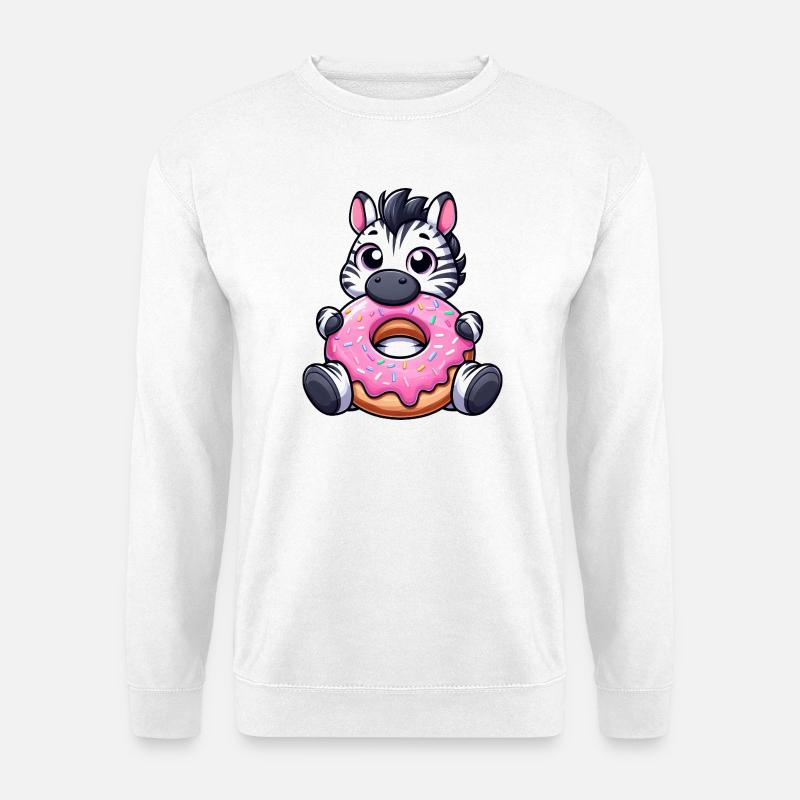 Süßes Zebra Donut Dessert Nascherei Lecker - Unisex Pullover - Weiß