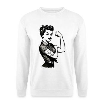 Strength Strong Woman Rockabilly Style Gift - Unisex Sweatshirt - white - Front