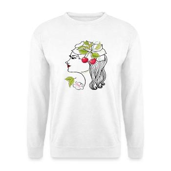 Woman's head with cherries - Unisex Sweatshirt - white - Front