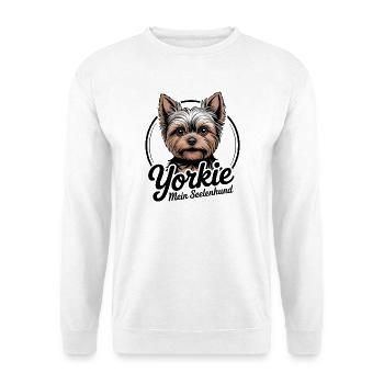 Hundefreund Yorkie Portrait Illustration - Unisex Pullover - Weiß - Vorne