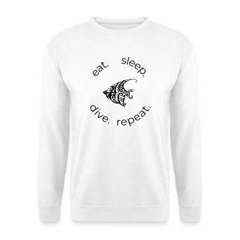 Manger dormir plonger Répéter – Poisson tribal - Sweat-shirt Unisexe - blanc - Devant