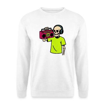 Neon Skelett mit Boombox – Retro Hip-Hop Vibes - Unisex Pullover - Weiß - Vorne