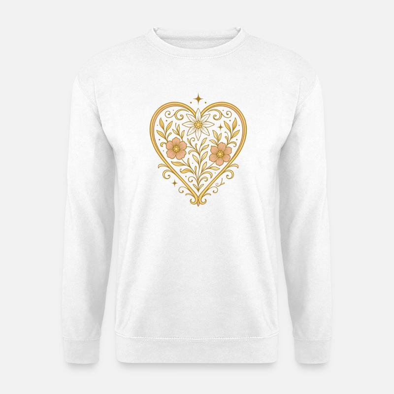 Blumenherz mit Edelweiß - Unisex Pullover - Weiß