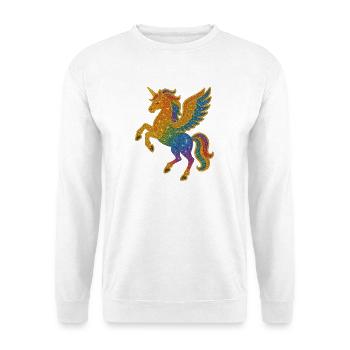 Glitzernde Regenbogen-Pegasus-Illustration - Unisex Pullover - Weiß - Vorne