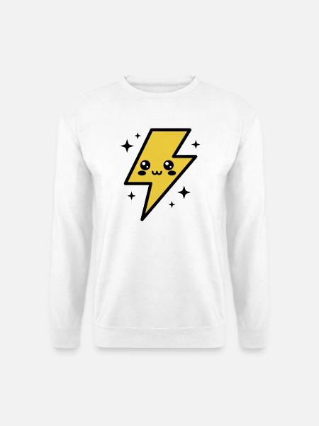 Kawaii lightning bolt with expressive face - Unisex Sweatshirt - white