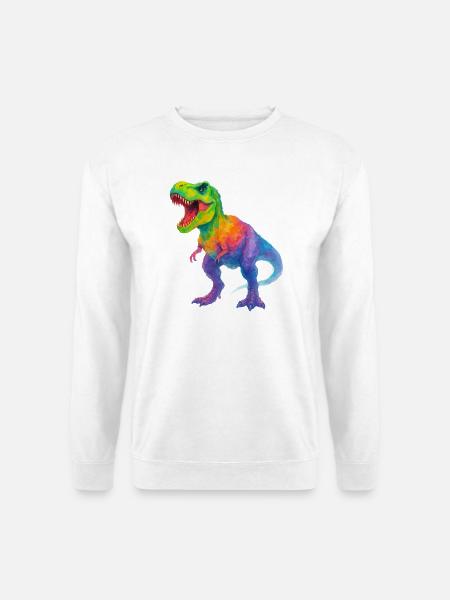 Bunter Dinosaurier mit Farbverlauf - Unisex Pullover - Weiß
