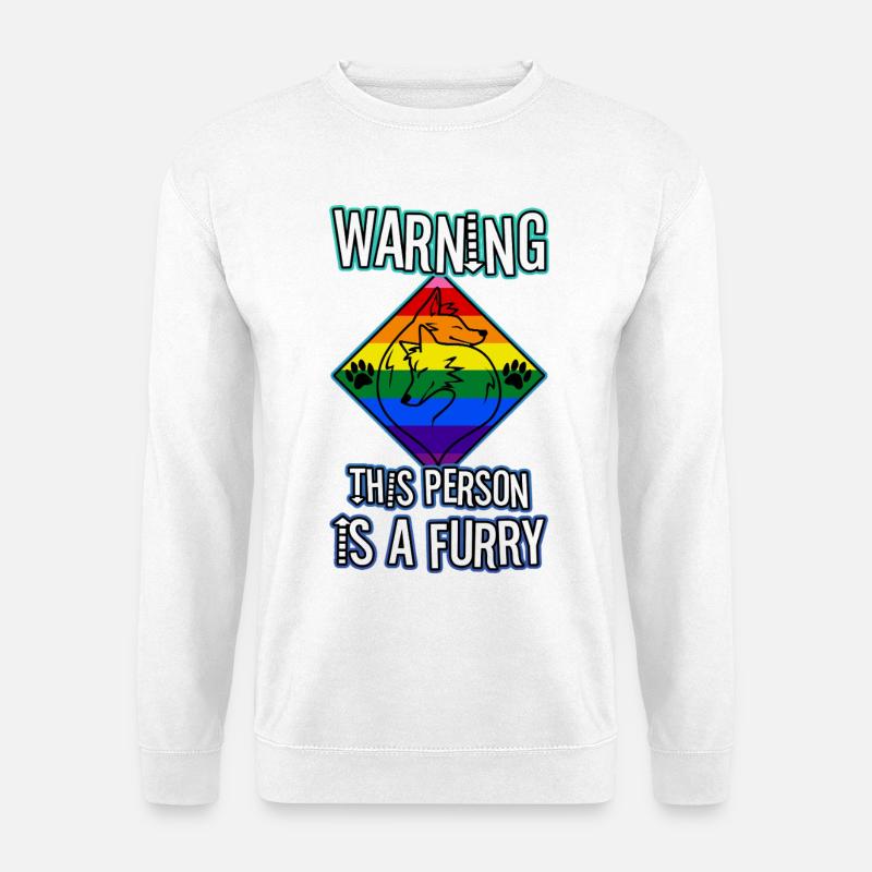 Warning This Person Is A Furry - Unisex Pullover - Weiß