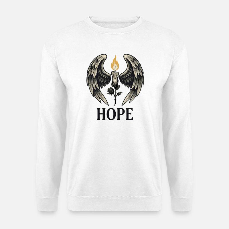 Hope Candle with Angel Wings - Unisex Pullover - Weiß