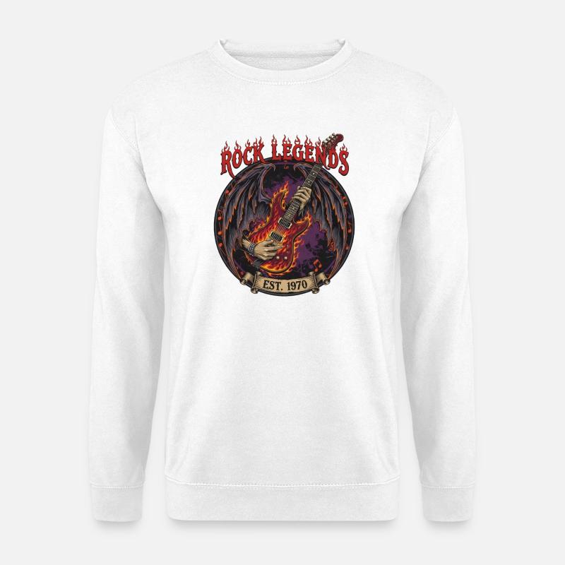 Rock Legends Fire Guitar - Unisex Sweatshirt - white