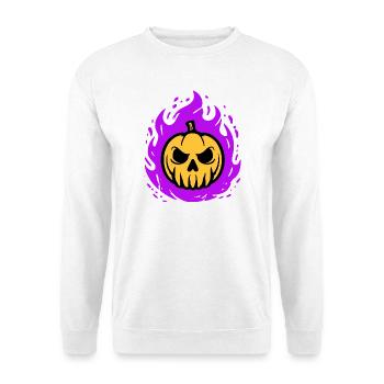 Orange pumpkin with purple flames - Unisex Sweatshirt - white - Front