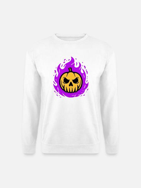 Orange pumpkin with purple flames - Unisex Sweatshirt - white