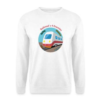 Vier Jahreszeiten Zug Motiv, immer unpünktlich - Unisex Pullover - Weiß - Vorne - Alina (178cm) & Michal (187cm)